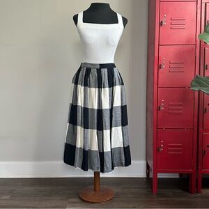 Gingham wool blend Black and White Plaid A-Line Skirt